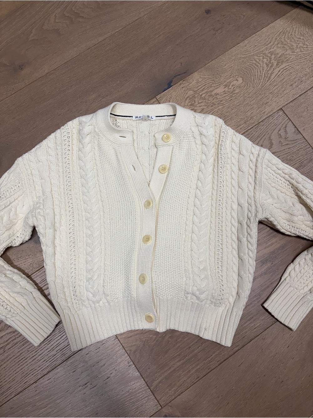 Alex Mill Cream Cable-Knit Button Cardigan